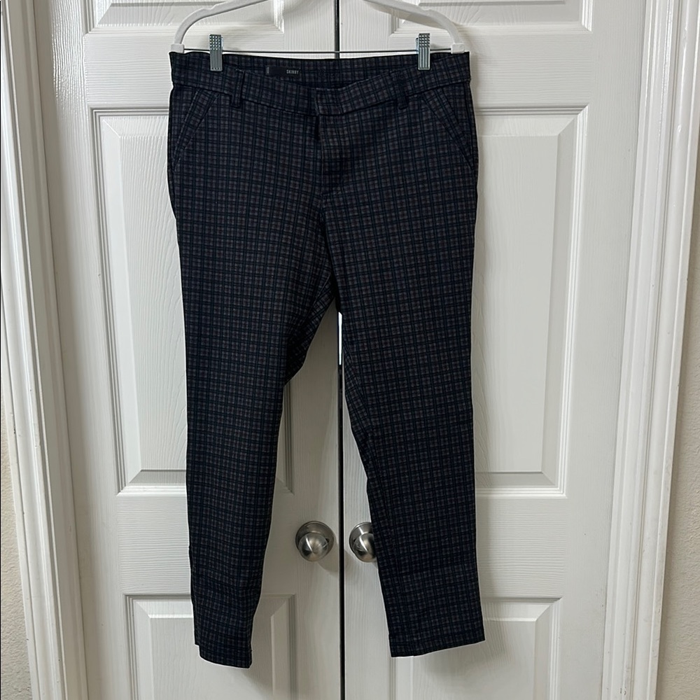 Kut from the Kloth Plaid Skinny Pants - Navy and Red
